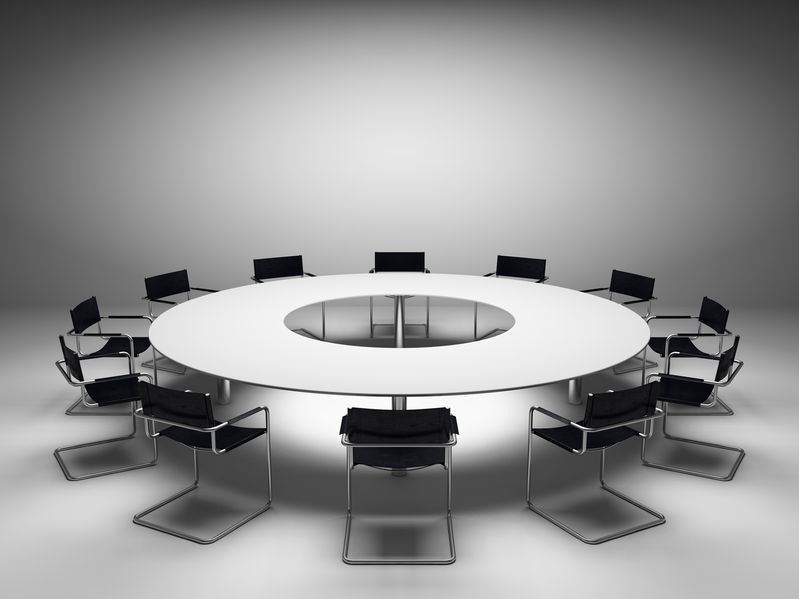 Photo of a round conference table
