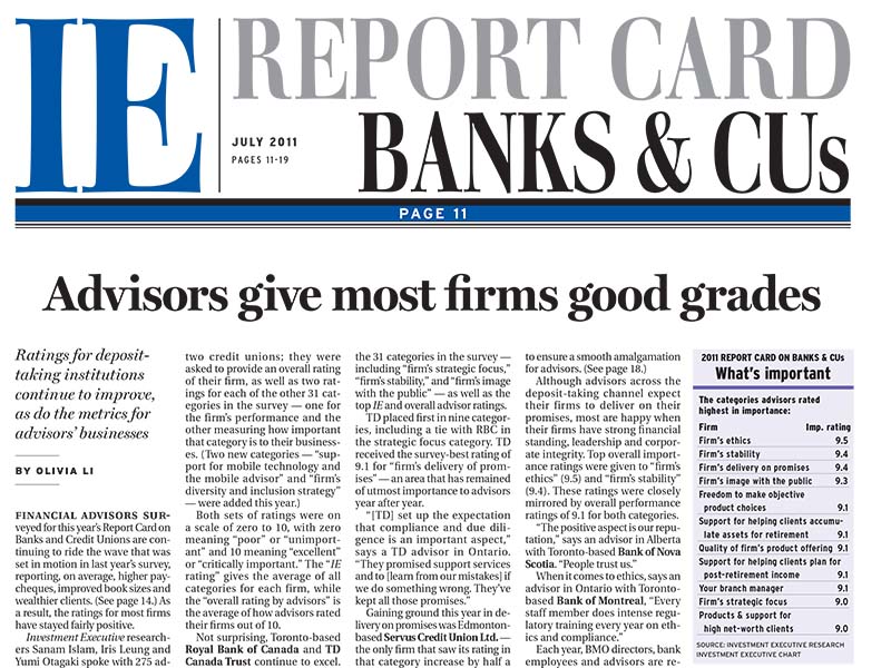 Banks and CU Report Card 2011