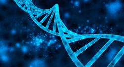 40830724 – double helix of the dna in blue background alternate text for this image