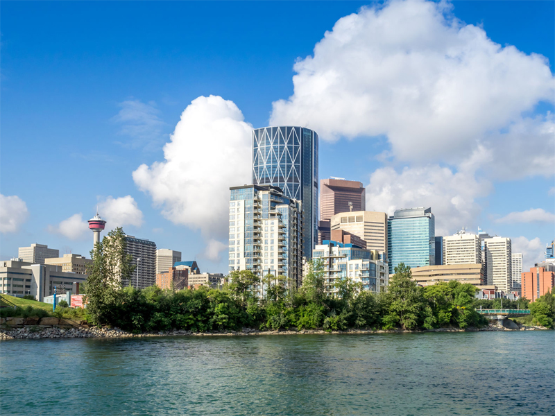 Downtown Calgary with River skyline`
