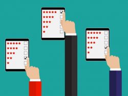 Flat Illustration concept customer rating on tablets