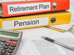 Folders with the label Retirement Plan and Pension