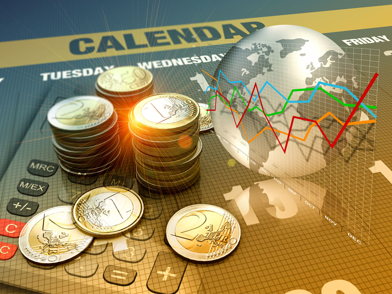 Global economics graph and euro coins as finance concept