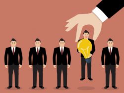 Hand choosing employee group of businessmen new job appointment notice