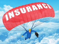 Insurance businessman parachute
