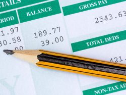 Pencil with the statement of payroll details