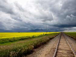 Storm Clouds over Saskatchewan field and tracks