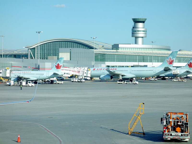 Tarmac and planes at the Pearson Airport in Toronto, Canada