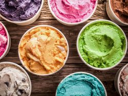 array of different flavored colorful ice creams