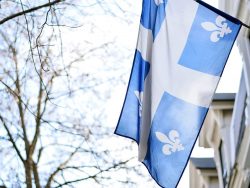 Quebec flag billowing in the breeze