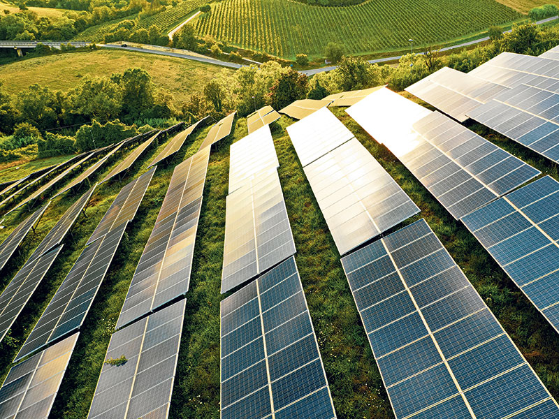 Solar farm on a rural hillside