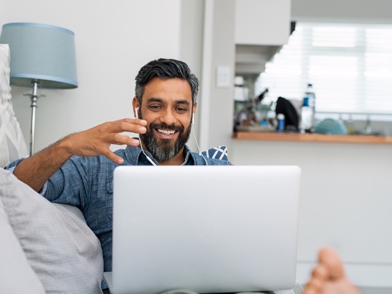 man using laptop