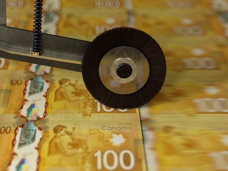 Canadian 100 Dollar banknotes being printed