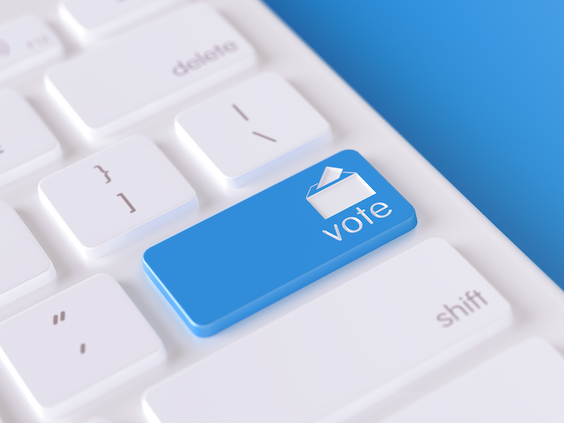 Modern Keyboard Button with Vote Icon - Online Voting and Election Concept