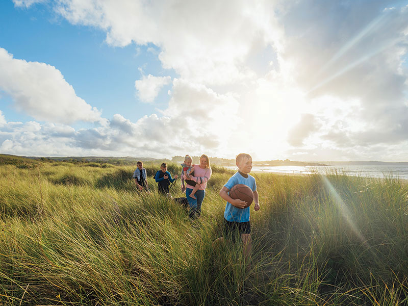 family walking