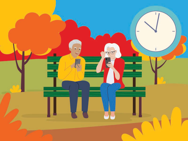 senior couple on a bench