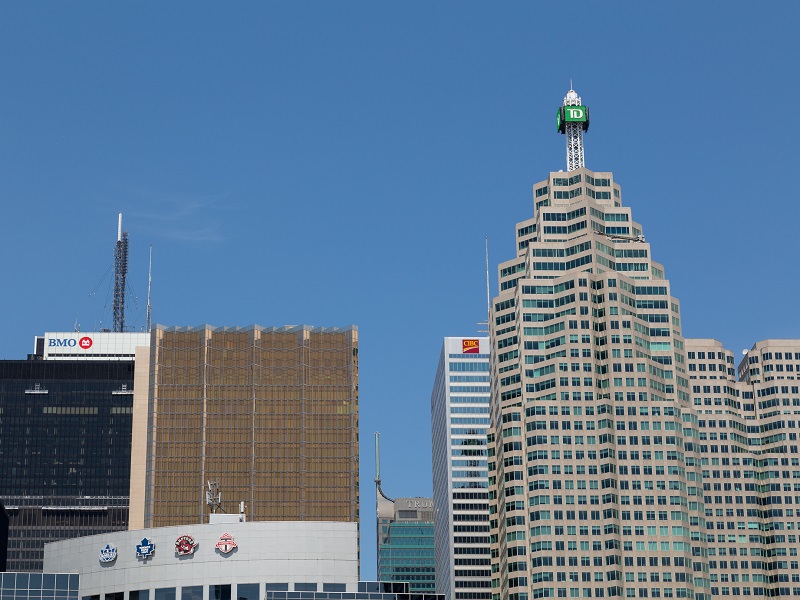 Low angle view of Skyscrapers in downtown Toronto during the day