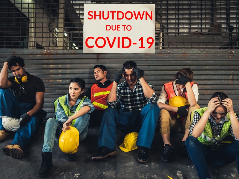 Factory shutdown due to outbreak of Coronavirus Disease 2019 or COVID-19. stock photo
