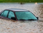 A river overflows its banks in Northern Nova Scotia