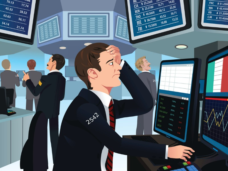 Stock trader in stress stock illustration