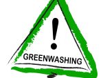 Greenwashing and isolated green warning sign against white background stock illustration