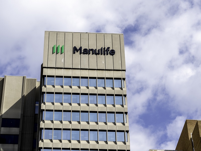 Manulife head office building in Toronto, Canada. Manulife is a Canadian multinational insurance company.