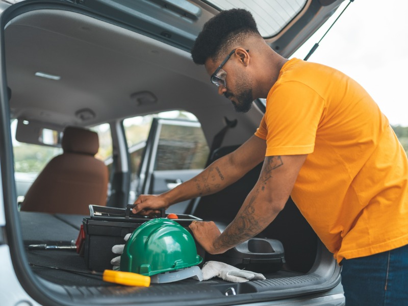 Plumber electrician portrait stock photo