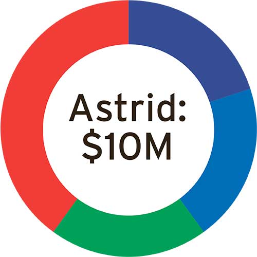 Chart showing Astrid's 10 million dollar investment strategy