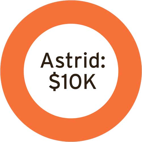 Chart showing Astrid's 10 thousand dollar investment strategy