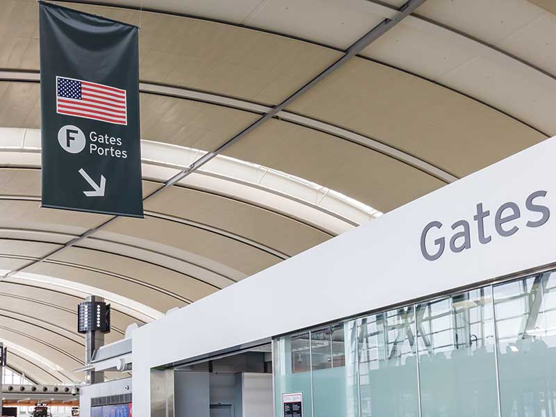 US Gates are at Pearson Airport in Toronto