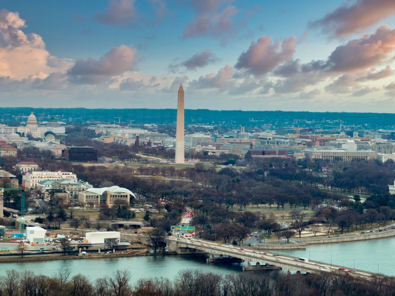 Aerial View of Downton Washington DC stock photo