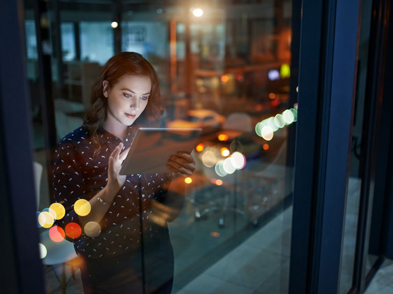 business woman using tablet